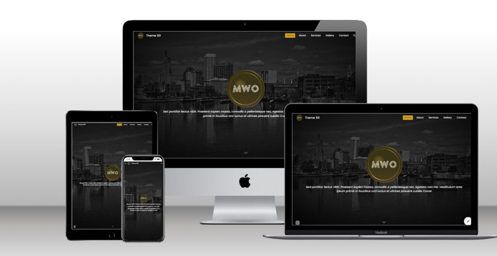 Corexa business consulting and IT agency Google Site theme preview on a laptop and mobile screen.