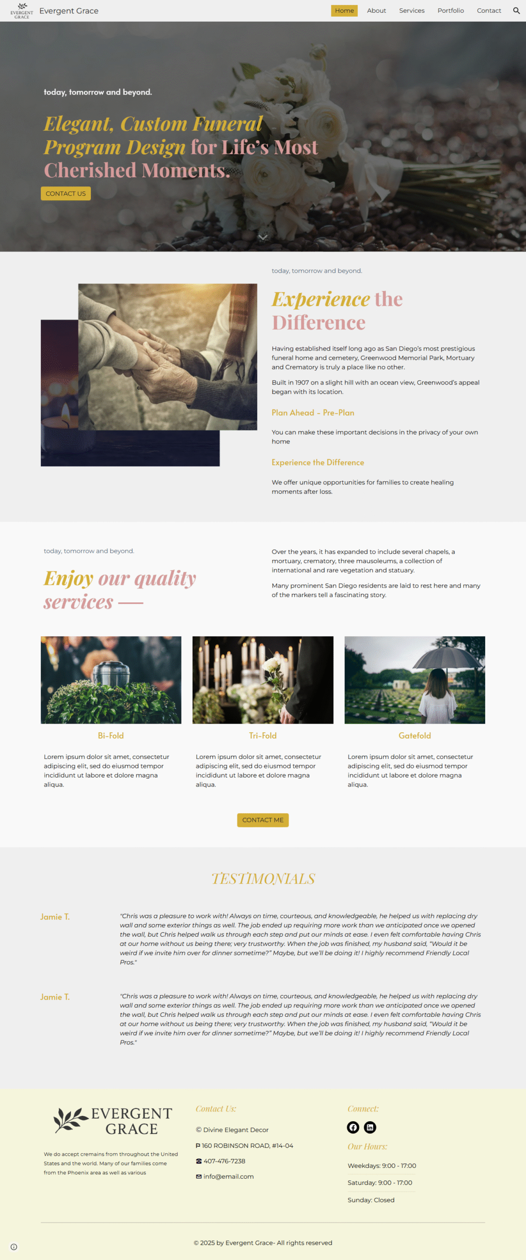 Evergent Grace | Funeral services Google Site Theme