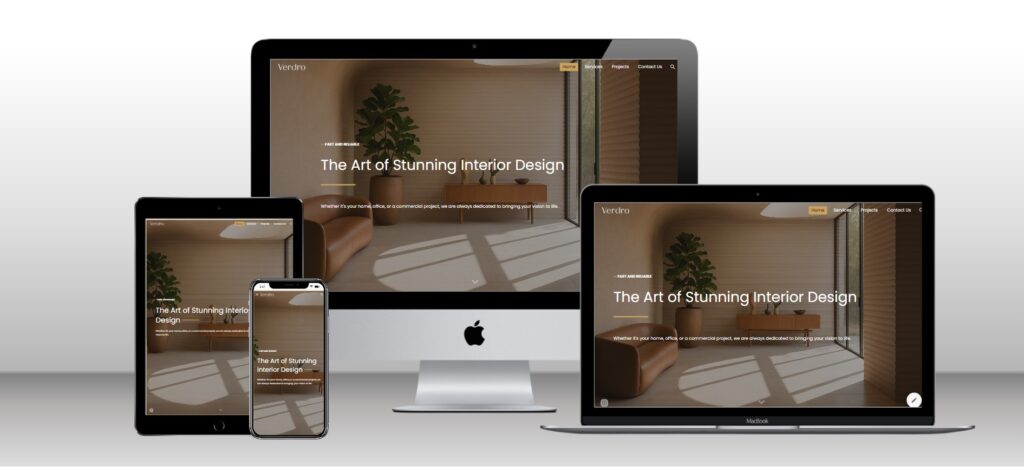 Verdro Interiors – Interior Design Google Site Theme preview for architecture and creative studios.