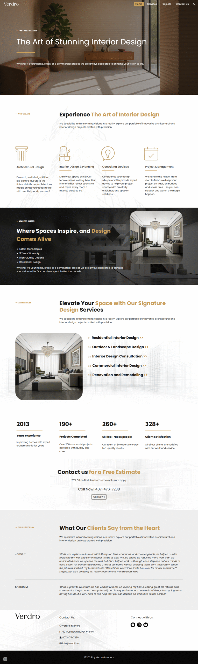 Verdro Interiors | Architecture Interior Design Google Site Theme